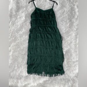 Gilli Emerald Fringe Midi Dress